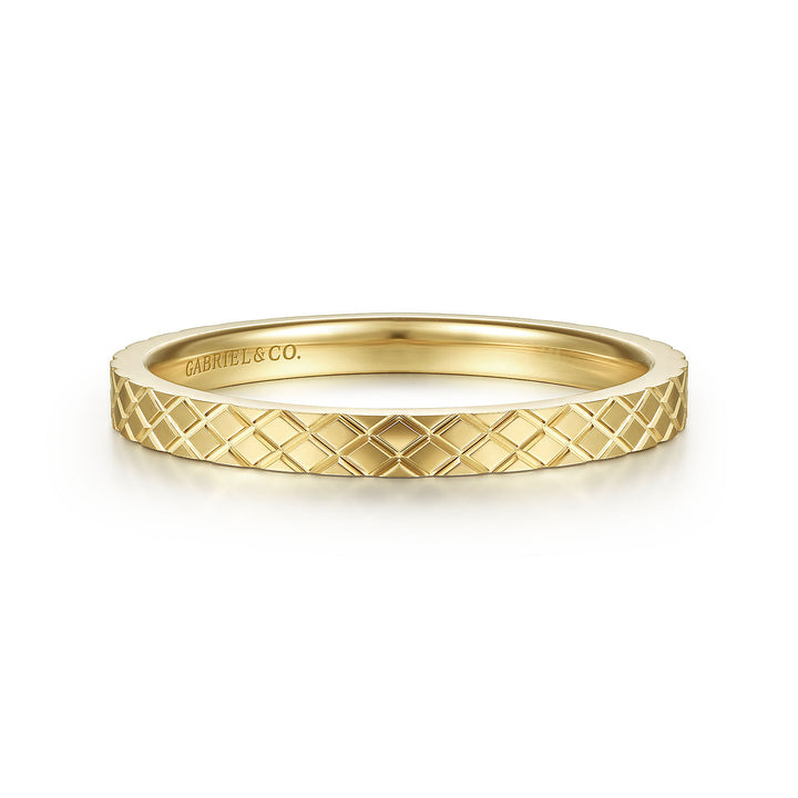 Gabriel & Co. LR51941Y4JJJ 14K Yellow Gold Textured Checkered Stackable Ring