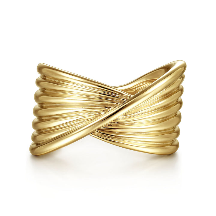 Gabriel & Co. LR51953Y4JJJ 14K Yellow Gold Textured Rows Twist Ring