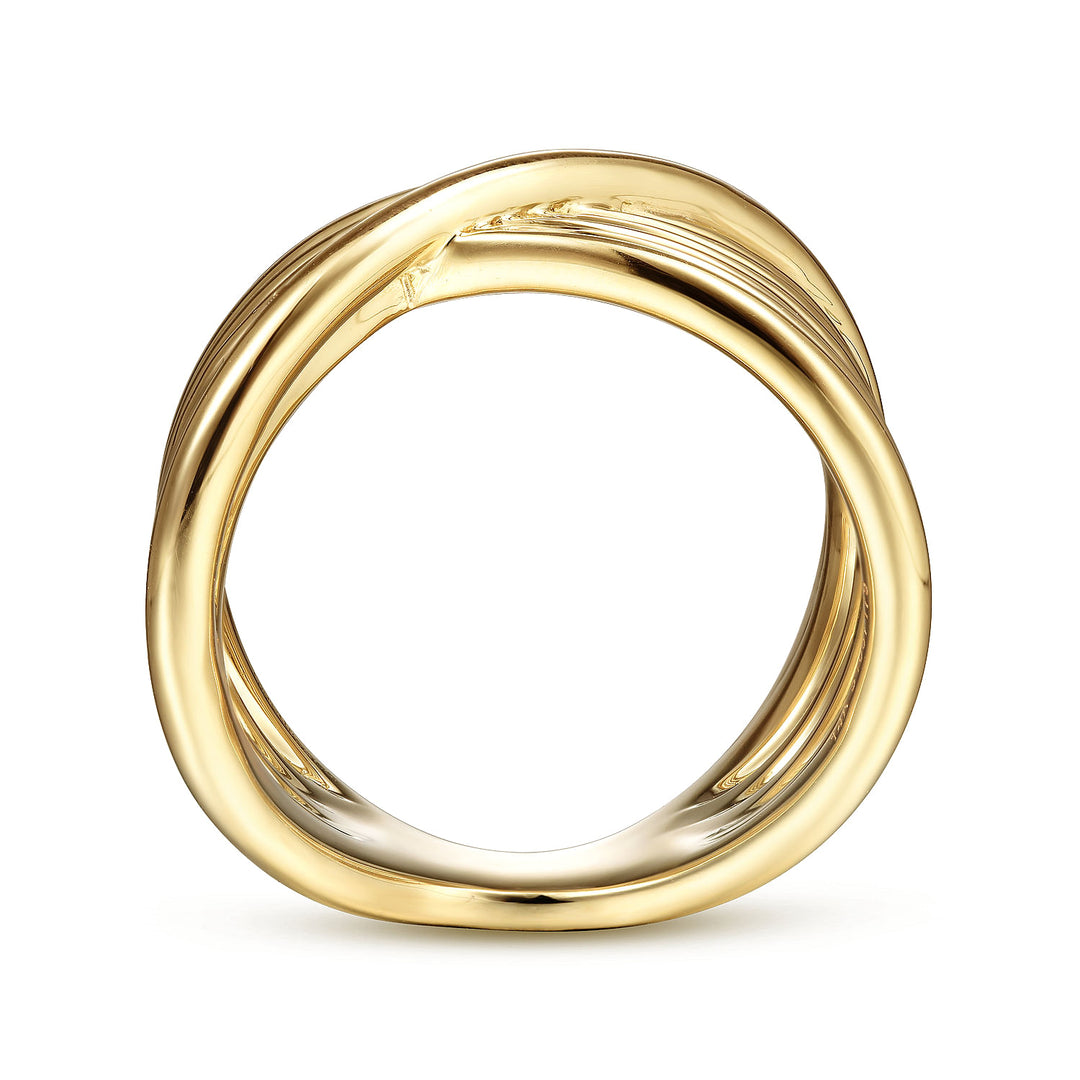 Gabriel & Co. LR51953Y4JJJ 14K Yellow Gold Textured Rows Twist Ring