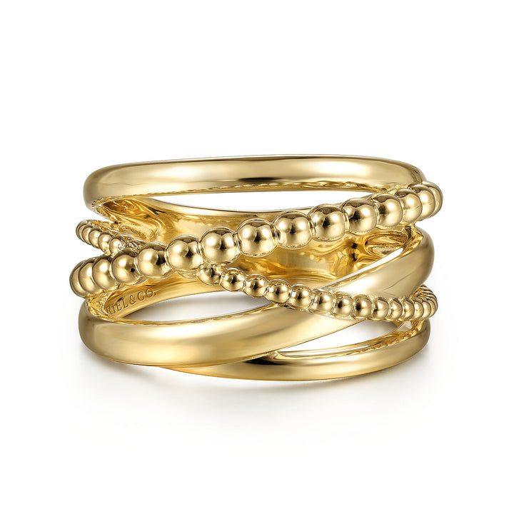 Gabriel & Co. LR51968Y4JJJ Wide 14K Yellow Gold Bujukan Criss Cross Ring