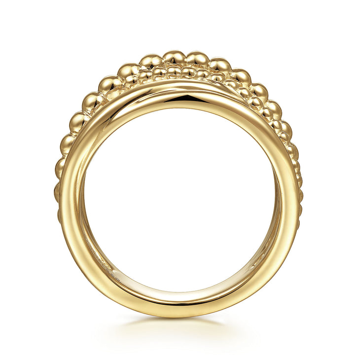 Gabriel & Co. LR51968Y4JJJ Wide 14K Yellow Gold Bujukan Criss Cross Ring