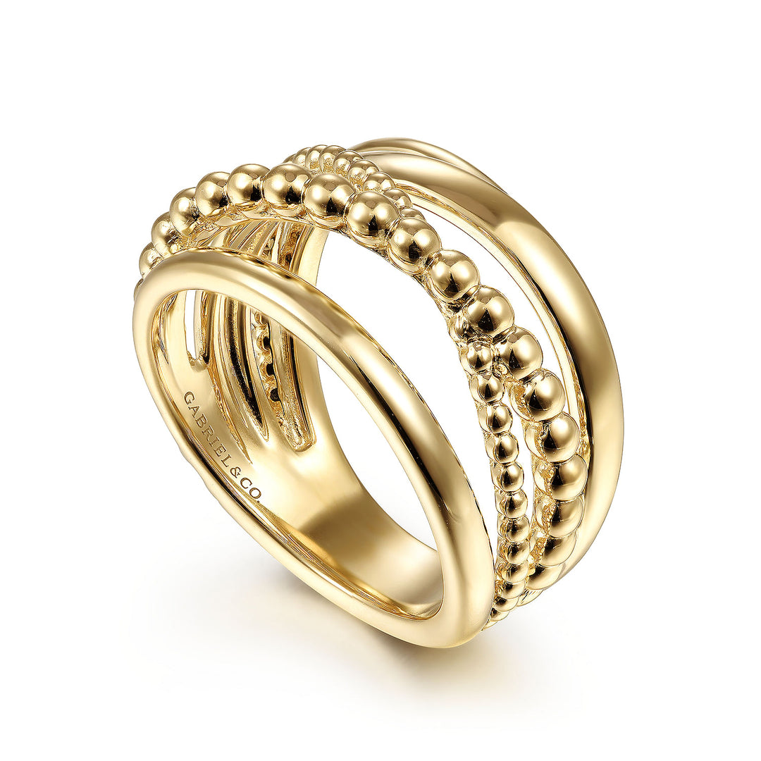 Gabriel & Co. LR51968Y4JJJ Wide 14K Yellow Gold Bujukan Criss Cross Ring
