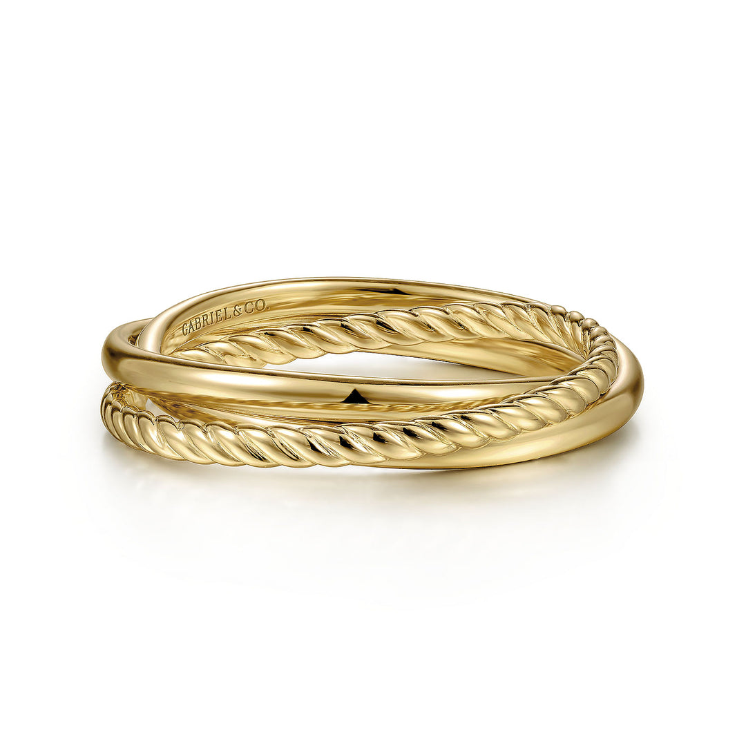 Gabriel & Co. LR51973Y4JJJ 14K Yellow Gold Twisted Rope Criss Cross Ring