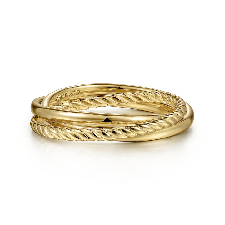 Gabriel & Co. LR51973Y4JJJ 14K Yellow Gold Twisted Rope Criss Cross Ring