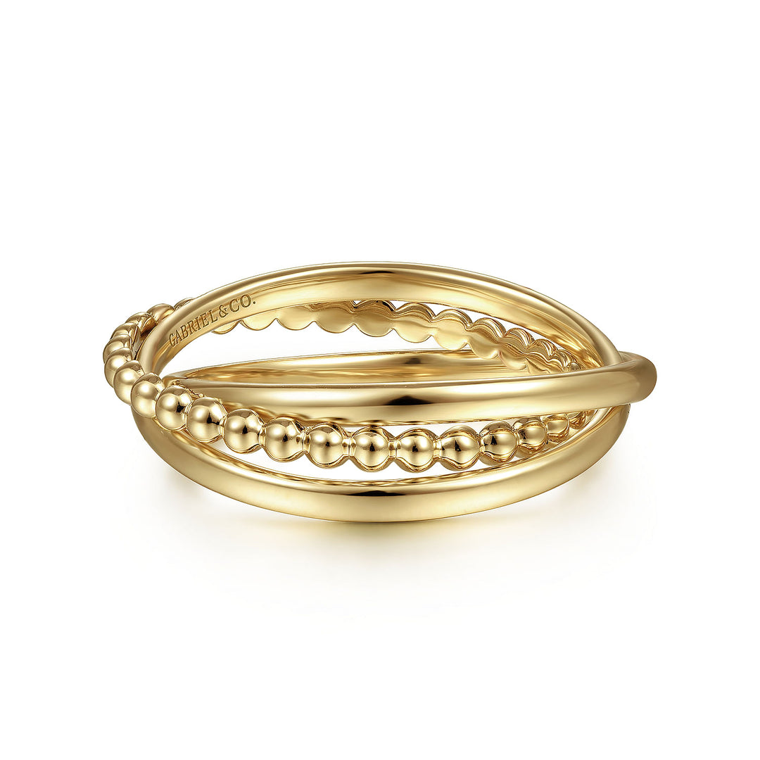 Gabriel & Co. LR51974 6Y4JJJ 14K Yellow Gold Bujukan Criss Cross Eternity Ring