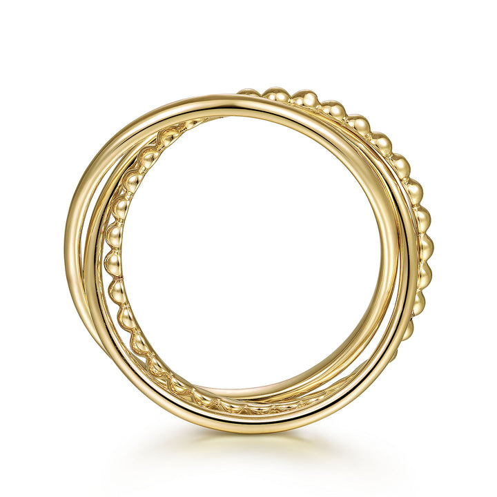 Gabriel & Co. LR51974 6Y4JJJ 14K Yellow Gold Bujukan Criss Cross Eternity Ring