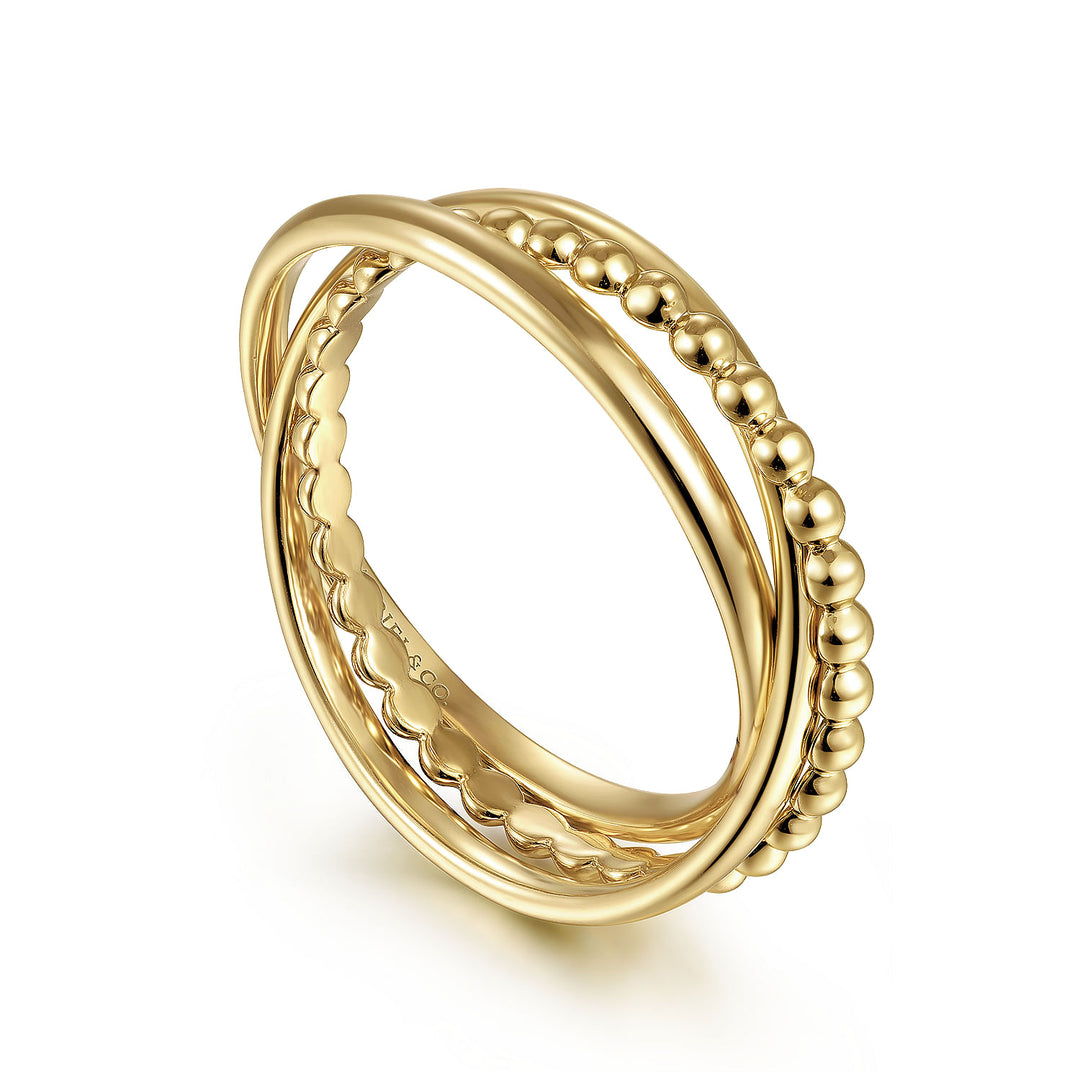 Gabriel & Co. LR51974 6Y4JJJ 14K Yellow Gold Bujukan Criss Cross Eternity Ring