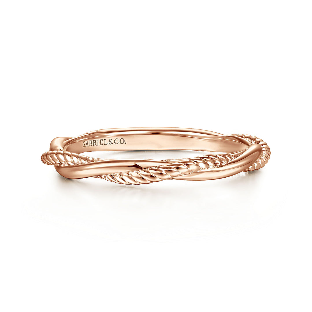 Gabriel & Co. LR51981K4JJJ 14K Rose Gold Twisted Rope Intertwining Ring