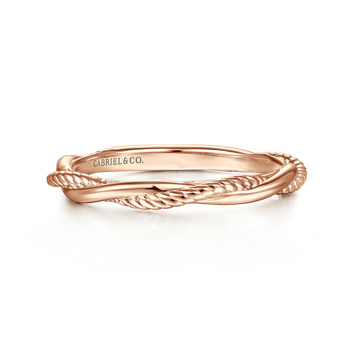 Gabriel & Co. LR51981K4JJJ 14K Rose Gold Twisted Rope Intertwining Ring
