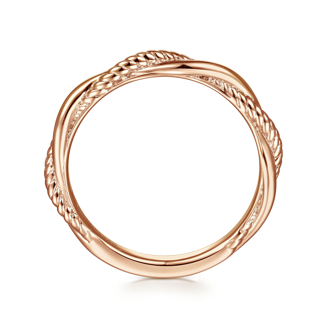 Gabriel & Co. LR51981K4JJJ 14K Rose Gold Twisted Rope Intertwining Ring