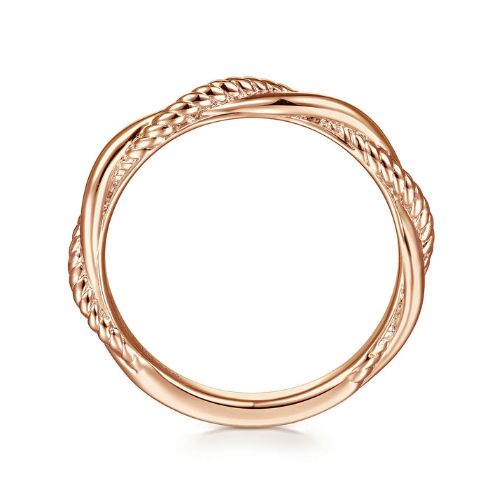 Gabriel & Co. LR51981K4JJJ 14K Rose Gold Twisted Rope Intertwining Ring
