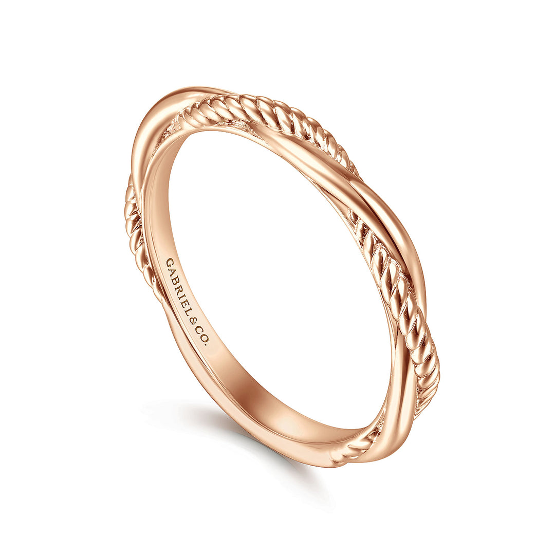 Gabriel & Co. LR51981K4JJJ 14K Rose Gold Twisted Rope Intertwining Ring