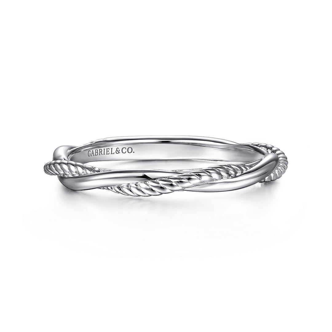 Gabriel & Co. LR51981W4JJJ 14K White Gold Twisted Rope Intertwining Ring