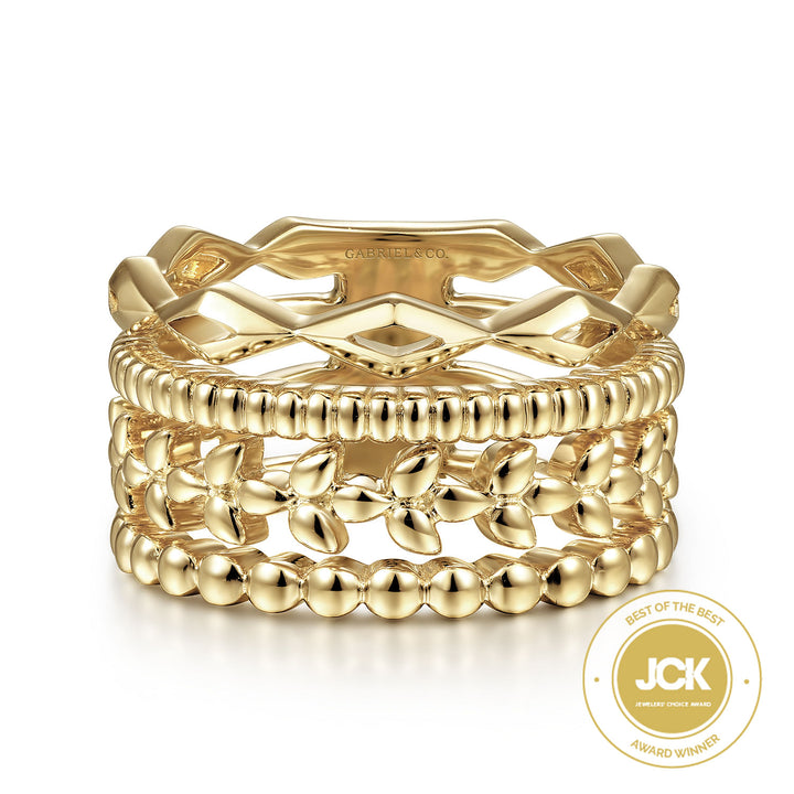 Gabriel & Co. LR51987Y4JJJ 14K Yellow Gold Multi Row Wide Ring
