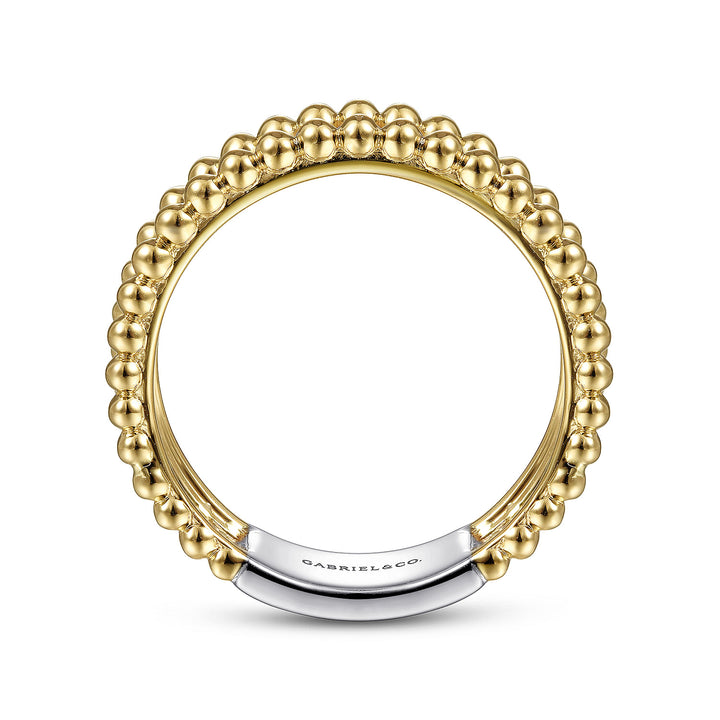 Gabriel & Co. LR52019M45JJ 14K White Yellow Gold Three Row Diamond and Bujukan Bead Ring
