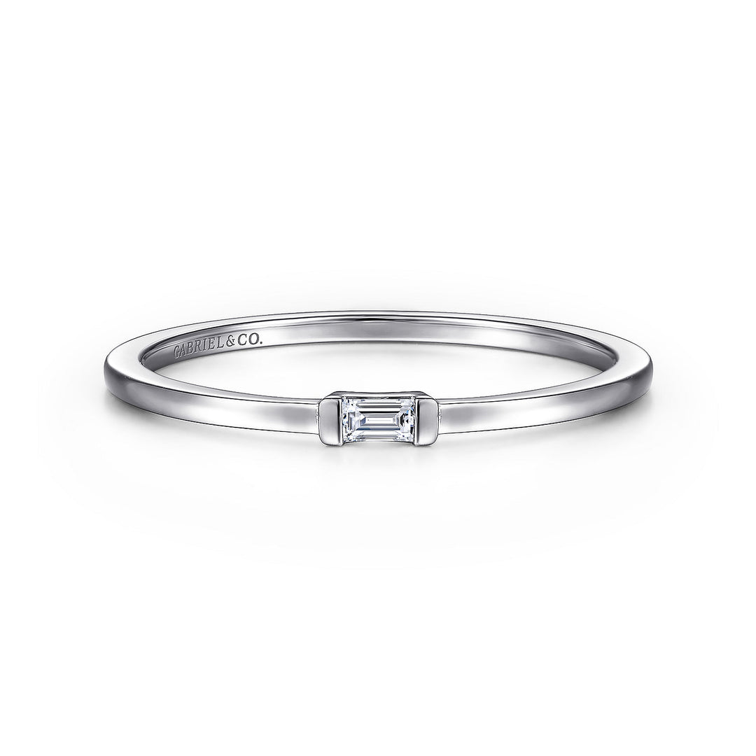 Gabriel & Co. LR52077W43JJ 14K White Gold Ring with Diamond Baguette