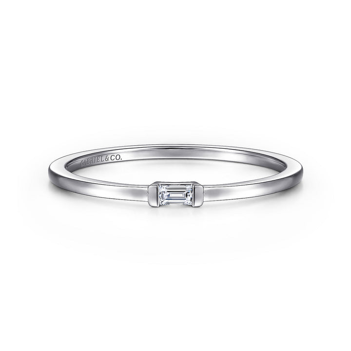 Gabriel & Co. LR52077W43JJ 14K White Gold Ring with Diamond Baguette
