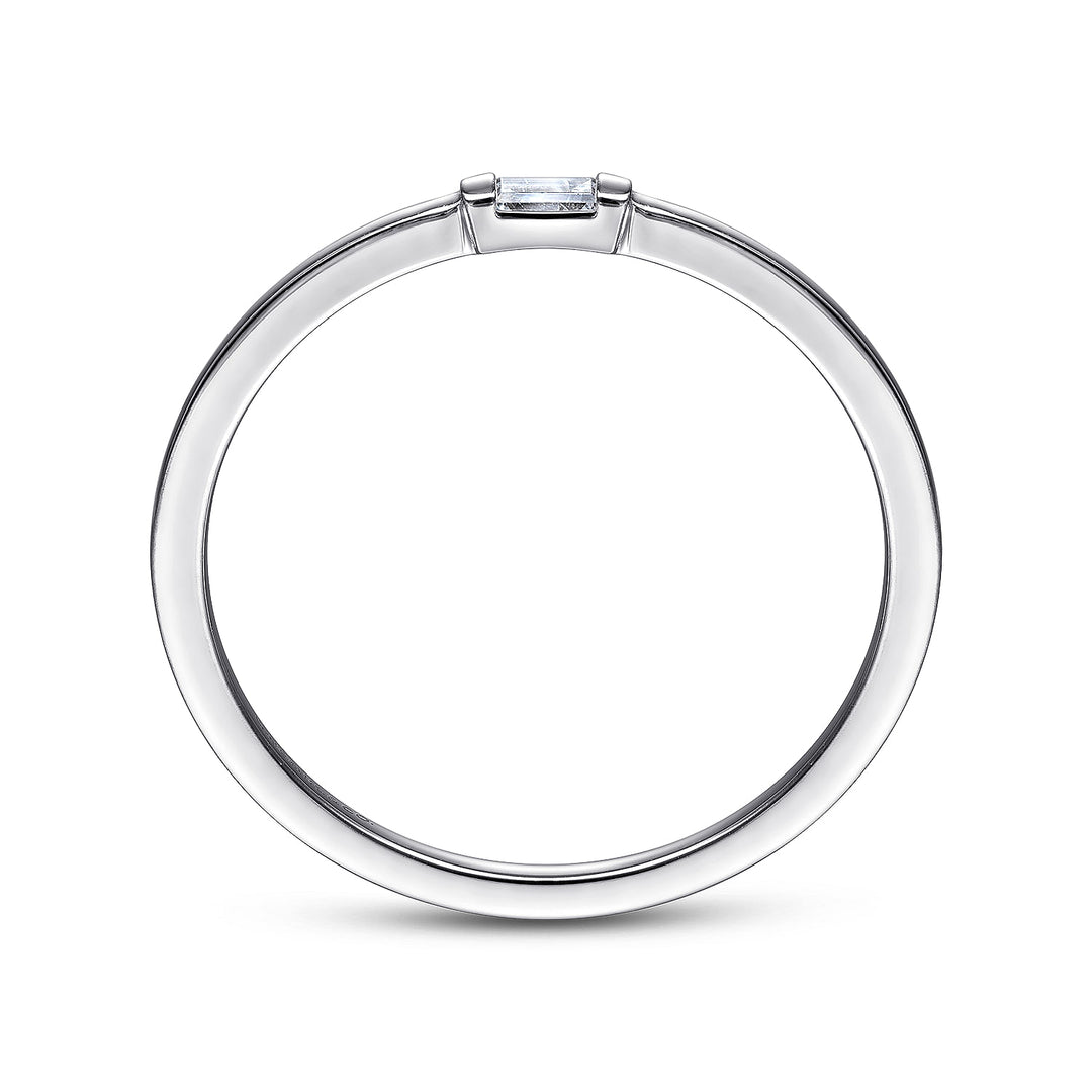Gabriel & Co. LR52077W43JJ 14K White Gold Ring with Diamond Baguette