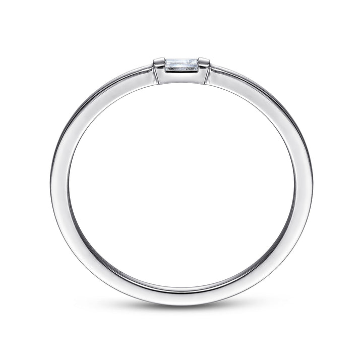 Gabriel & Co. LR52077W43JJ 14K White Gold Ring with Diamond Baguette