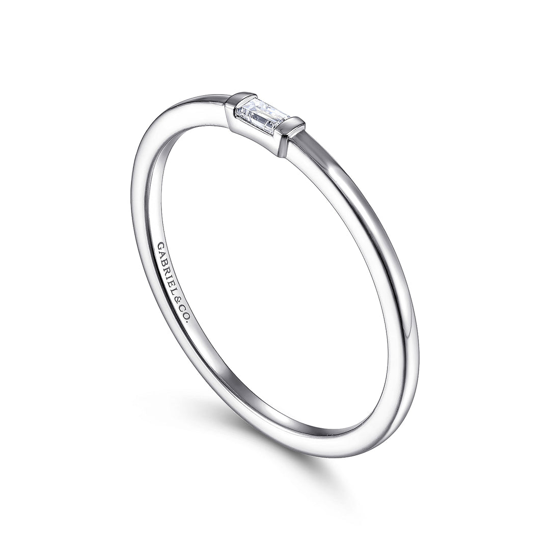 Gabriel & Co. LR52077W43JJ 14K White Gold Ring with Diamond Baguette