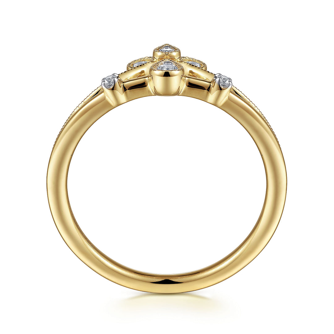 Gabriel & Co. LR52115Y45JJ 14K Yellow Gold Two Row Diamond Chevron Ring