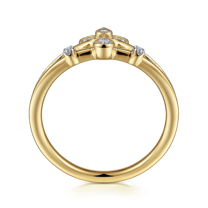 Gabriel & Co. LR52115Y45JJ 14K Yellow Gold Two Row Diamond Chevron Ring