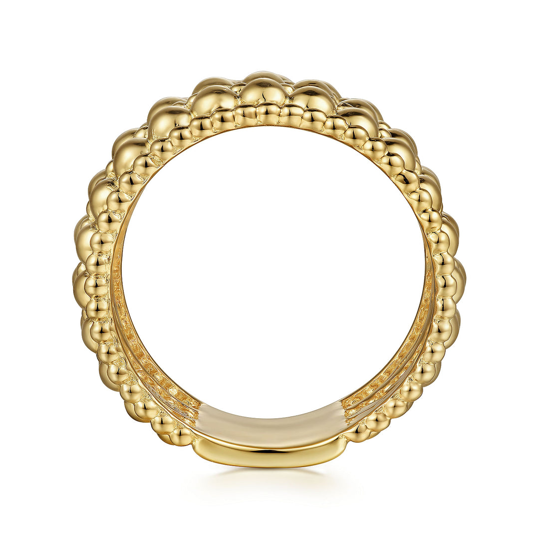 Gabriel & Co. LR52146Y4JJJ 14K Yellow Gold Bujukan Beaded Wide Band Ring