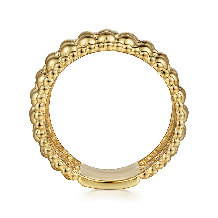 Gabriel & Co. LR52146Y4JJJ 14K Yellow Gold Bujukan Beaded Wide Band Ring