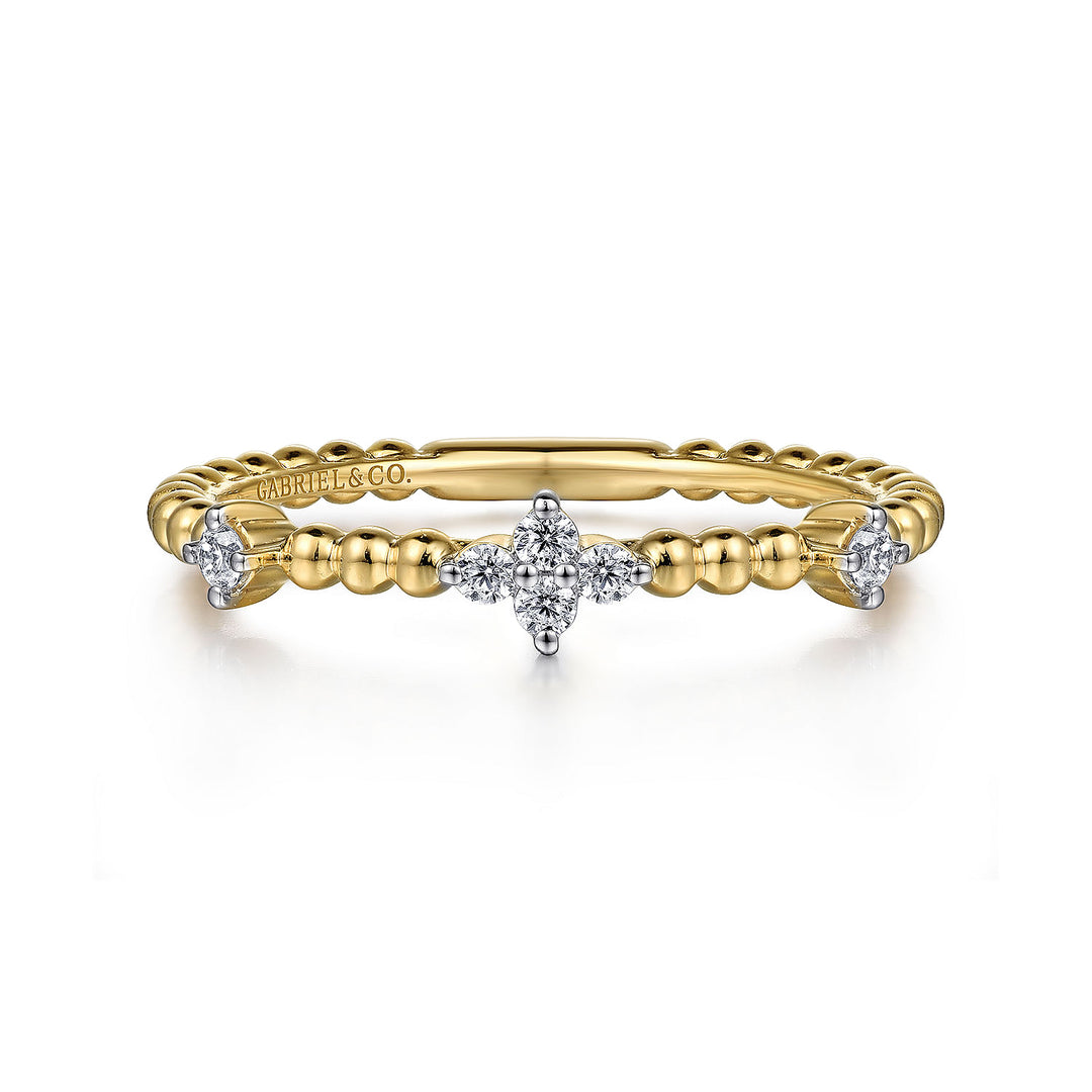 Gabriel & Co. LR52159Y45JJ 14K Yellow Gold Diamond Station Bujukan Ring