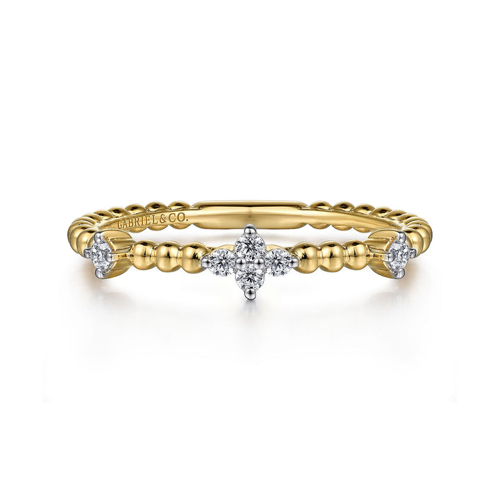 Gabriel & Co. LR52159Y45JJ 14K Yellow Gold Diamond Station Bujukan Ring