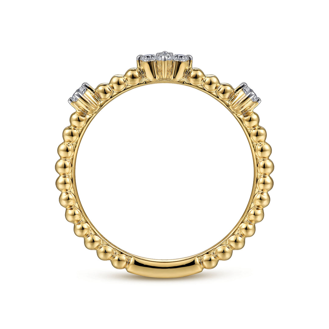 Gabriel & Co. LR52159Y45JJ 14K Yellow Gold Diamond Station Bujukan Ring