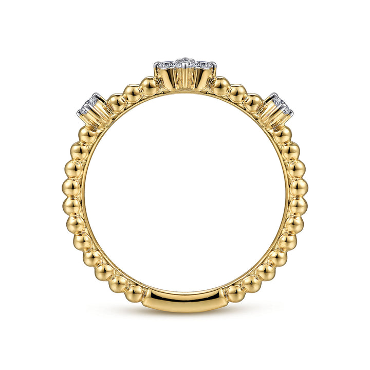Gabriel & Co. LR52159Y45JJ 14K Yellow Gold Diamond Station Bujukan Ring