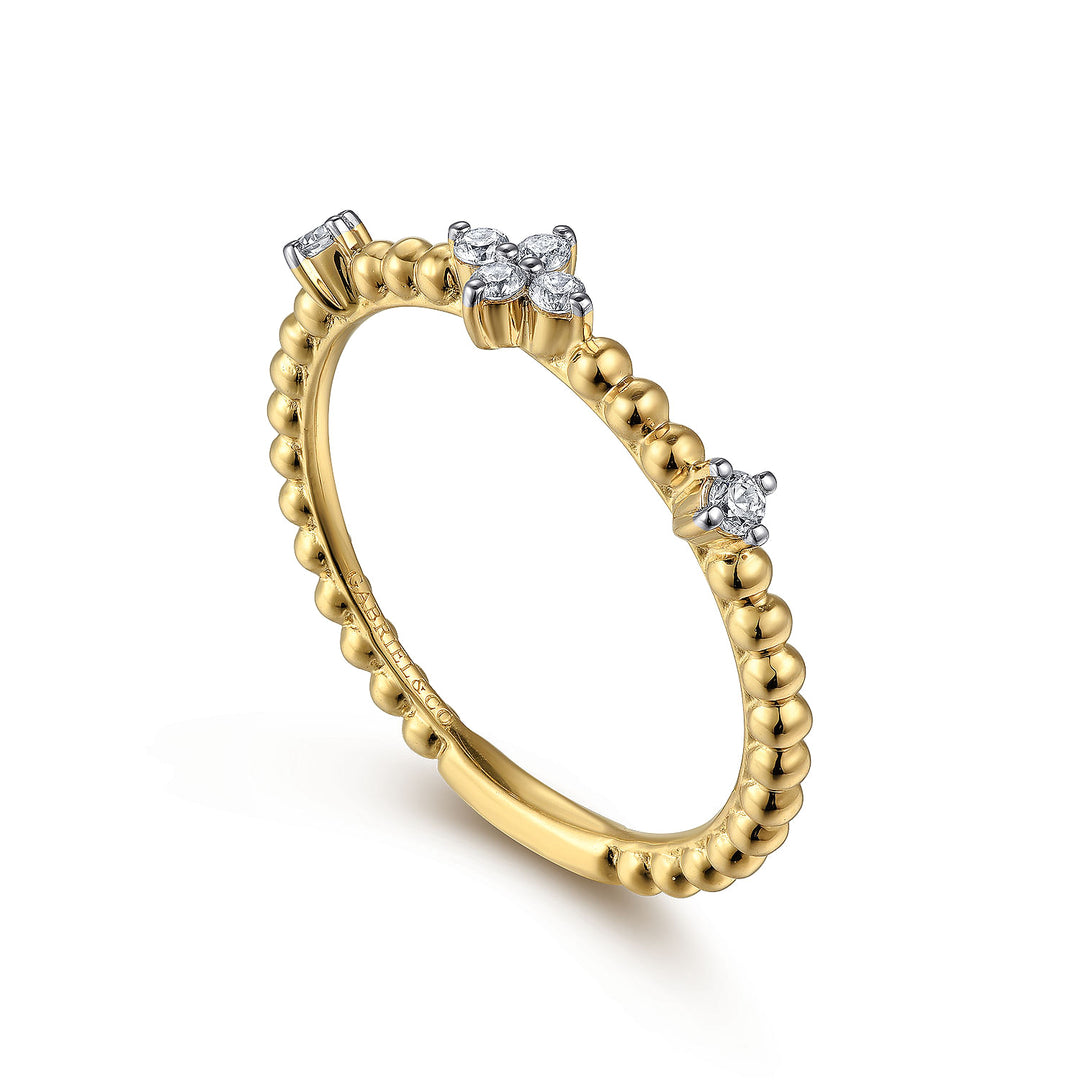 Gabriel & Co. LR52159Y45JJ 14K Yellow Gold Diamond Station Bujukan Ring
