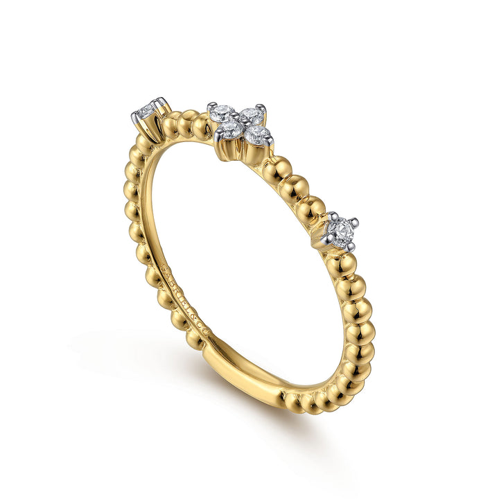 Gabriel & Co. LR52159Y45JJ 14K Yellow Gold Diamond Station Bujukan Ring