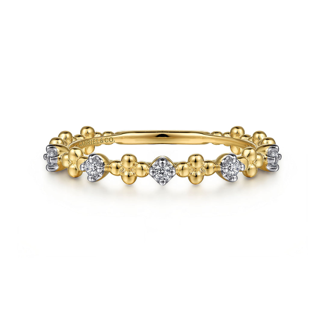 Gabriel & Co. LR52161Y45JJ 14K Yellow Gold Diamond and Bujukan Bead Station Ring