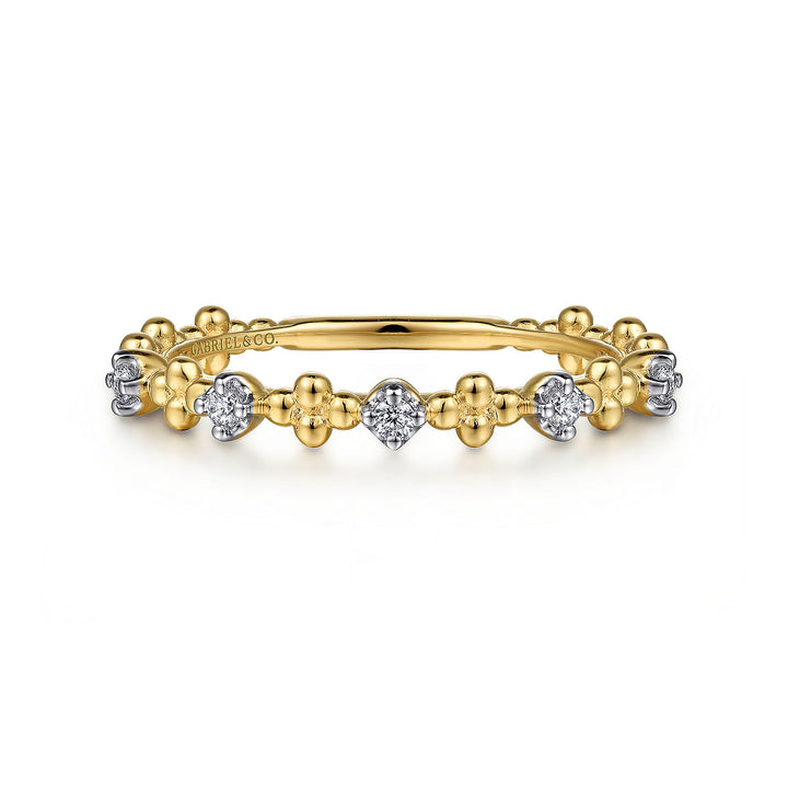 Gabriel & Co. LR52161Y45JJ 14K Yellow Gold Diamond and Bujukan Bead Station Ring