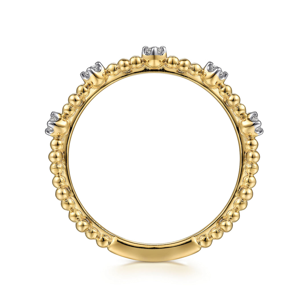 Gabriel & Co. LR52161Y45JJ 14K Yellow Gold Diamond and Bujukan Bead Station Ring