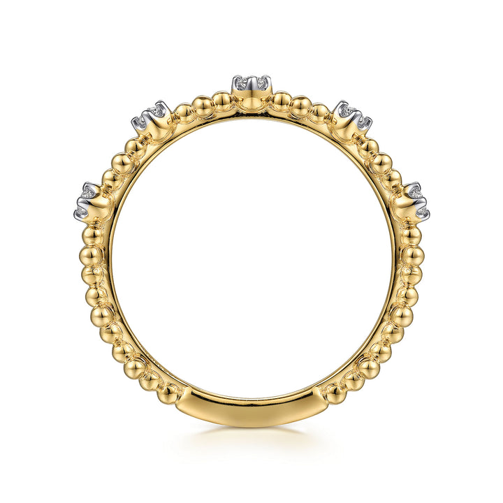 Gabriel & Co. LR52161Y45JJ 14K Yellow Gold Diamond and Bujukan Bead Station Ring