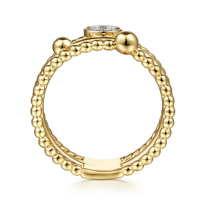Gabriel & Co. LR52176Y45JJ 14K Yellow Gold Diamond and Twisted Rope Bujukan Ring