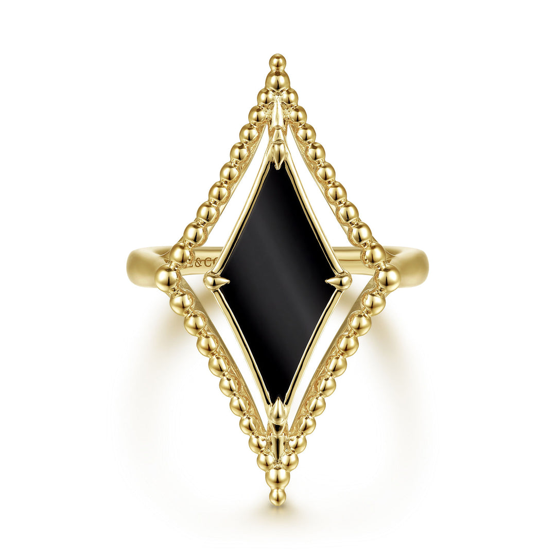 Gabriel & Co. LR52182Y4JOX 14K Yellow Gold Onyx Rhombus Bujukan Ring