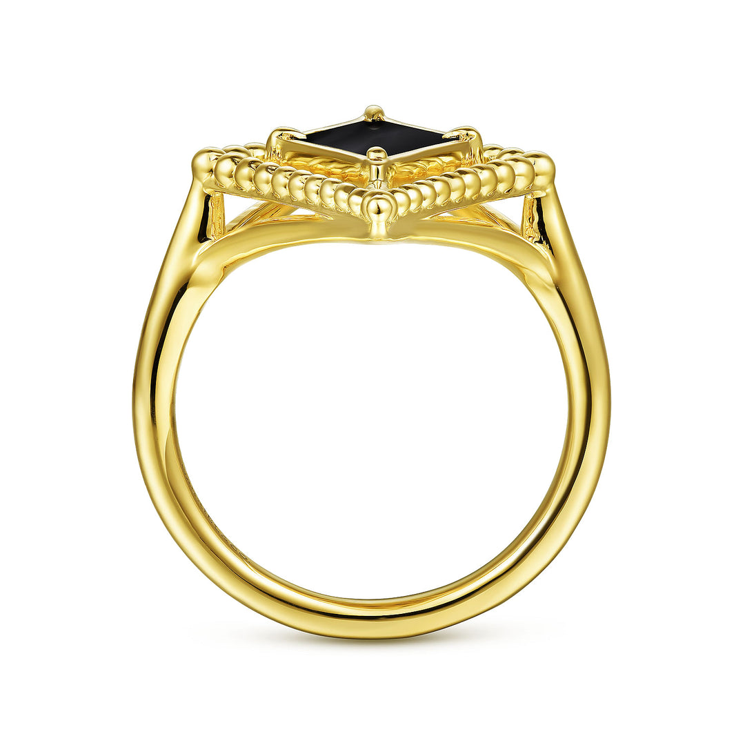 Gabriel & Co. LR52182Y4JOX 14K Yellow Gold Onyx Rhombus Bujukan Ring