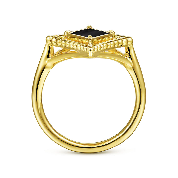 Gabriel & Co. LR52182Y4JOX 14K Yellow Gold Onyx Rhombus Bujukan Ring