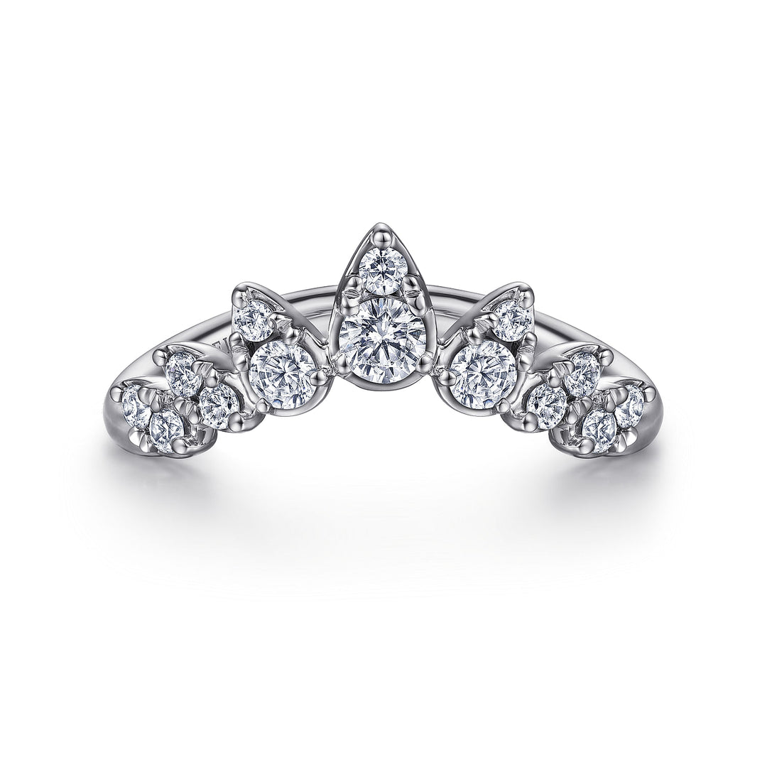 Gabriel & Co. LR52192W45JJ 14K White Gold Diamond Burst Curved Ring