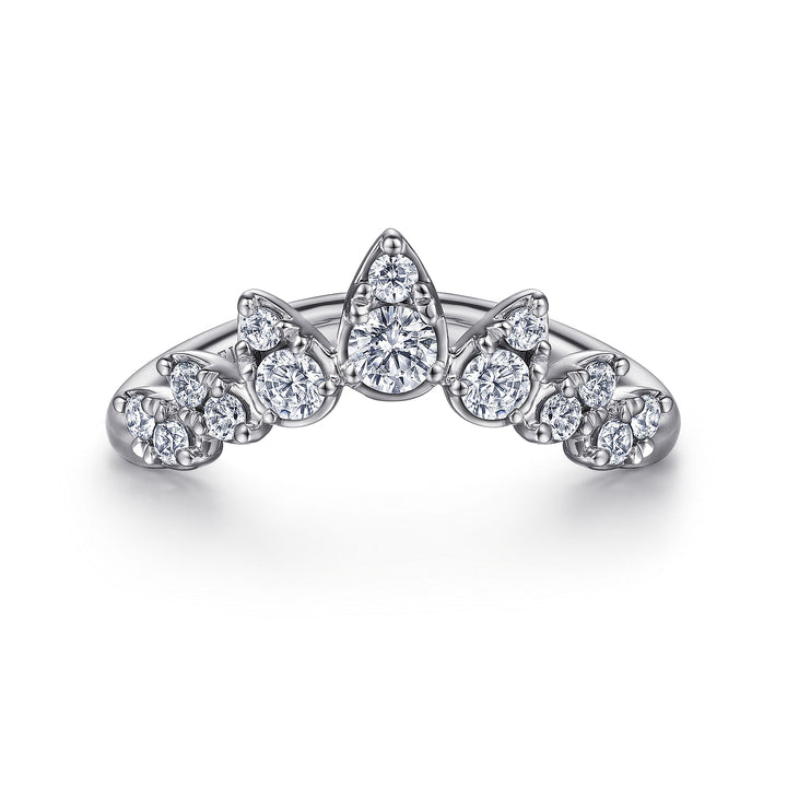 Gabriel & Co. LR52192W45JJ 14K White Gold Diamond Burst Curved Ring