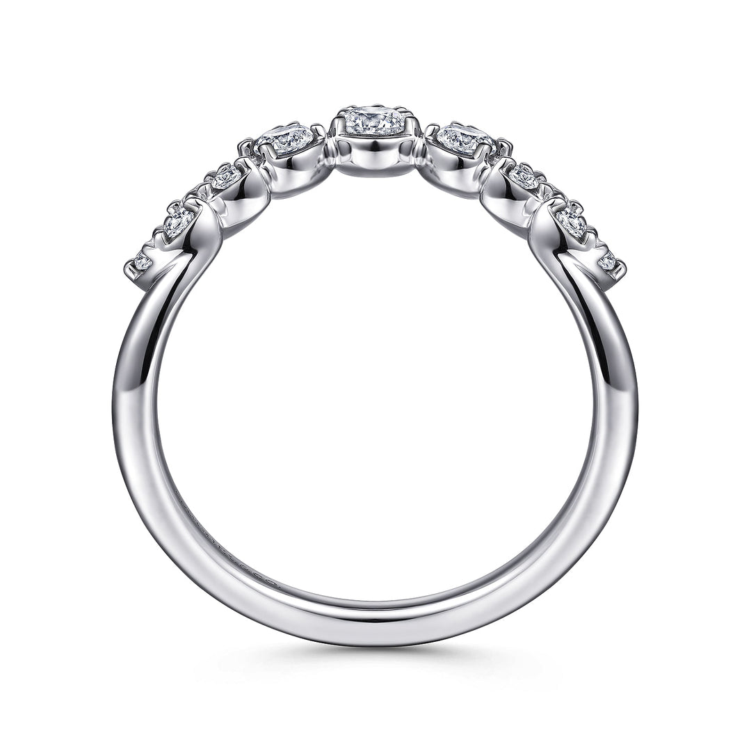 Gabriel & Co. LR52192W45JJ 14K White Gold Diamond Burst Curved Ring