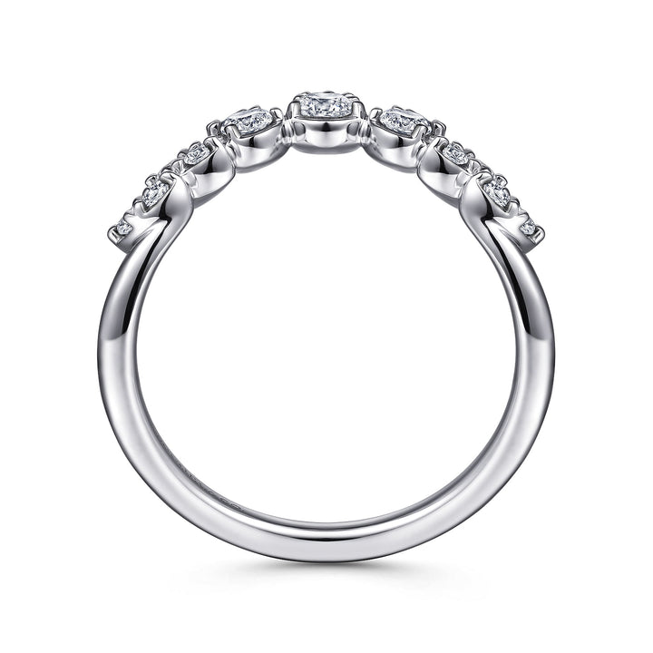 Gabriel & Co. LR52192W45JJ 14K White Gold Diamond Burst Curved Ring