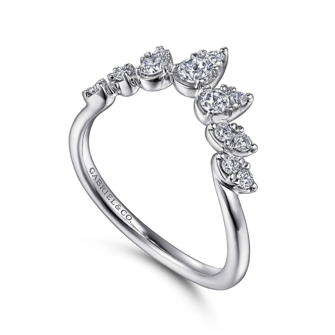 Gabriel & Co. LR52192W45JJ 14K White Gold Diamond Burst Curved Ring