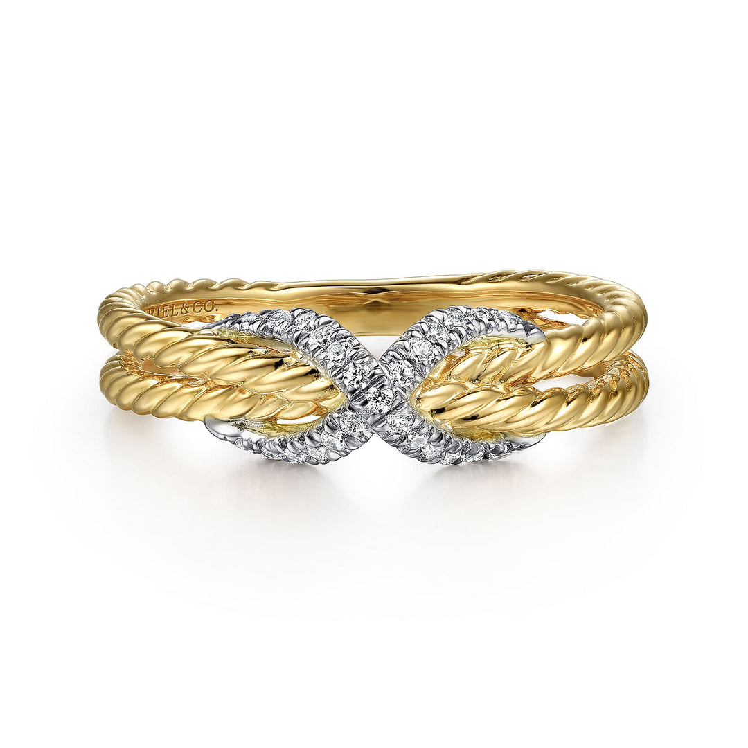 Gabriel & Co. LR52195M45JJ 14K White Yellow Gold Hampton Ring with Diamond X