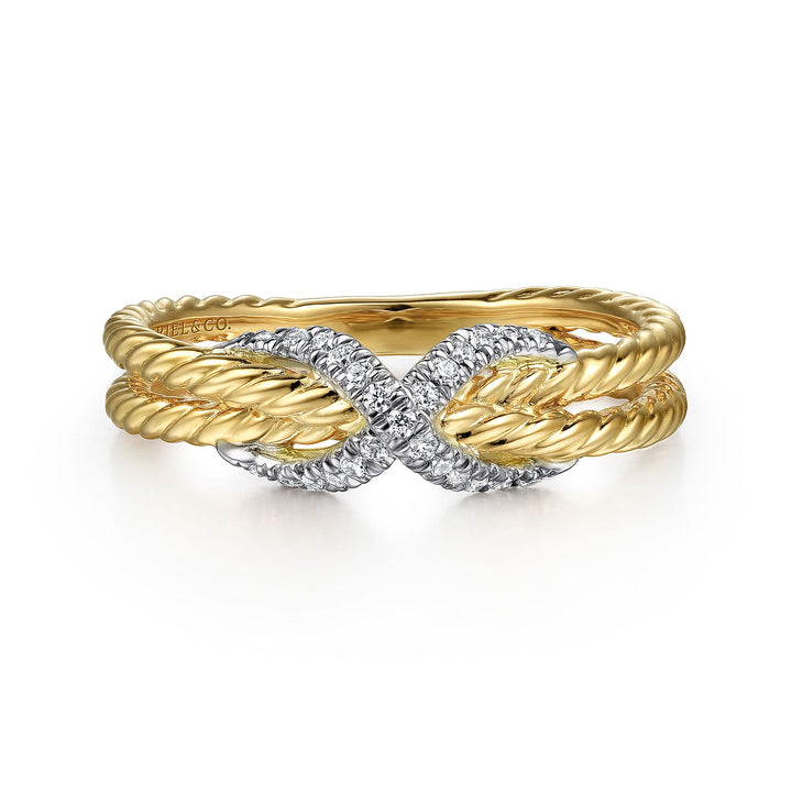 Gabriel & Co. LR52195M45JJ 14K White Yellow Gold Hampton Ring with Diamond X