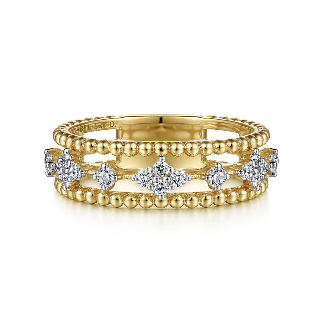 Gabriel & Co. LR52199Y45JJ 14K Yellow Gold Diamond and Bujukan Bead Ring